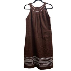 New Direction Linen Blend Dress Size 10 Brown